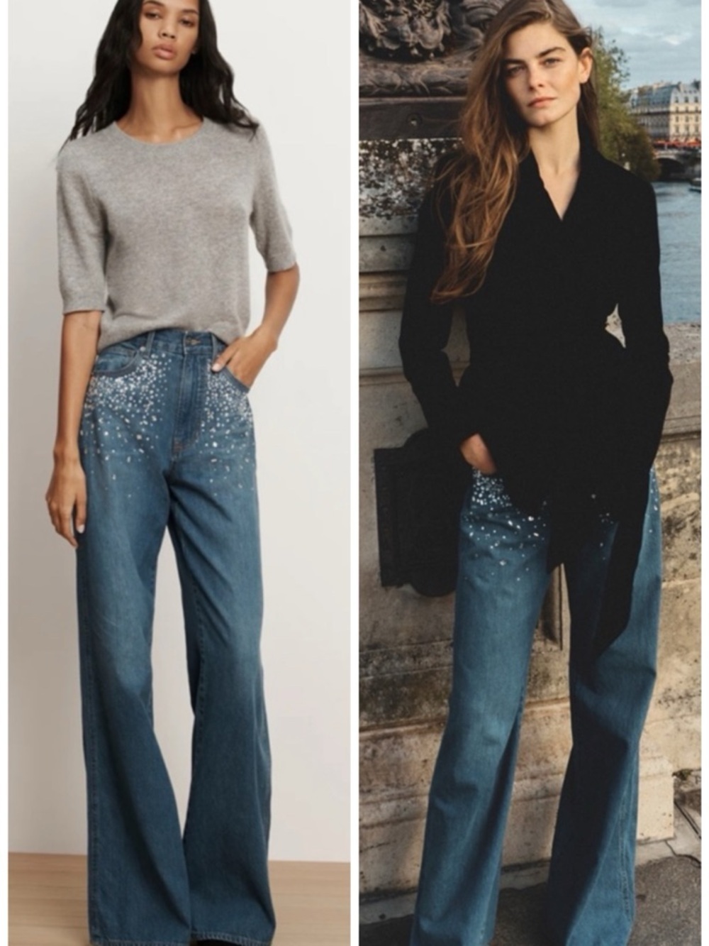 NWT Veronica Beard Kasey Crystal Wide-Leg Jean SZ 26